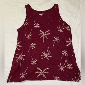 Old Navy Burgundy Palm Tree Tank Top